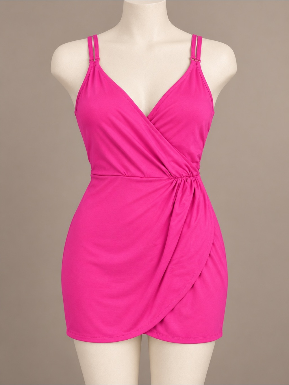 Lands' End Hot Pink Surplice One-Piece Swimdress